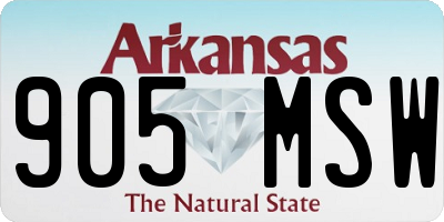 AR license plate 905MSW