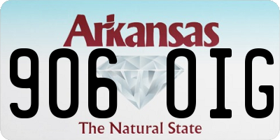 AR license plate 906OIG