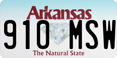 AR license plate 910MSW