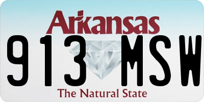 AR license plate 913MSW