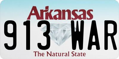 AR license plate 913WAR