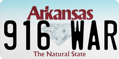 AR license plate 916WAR