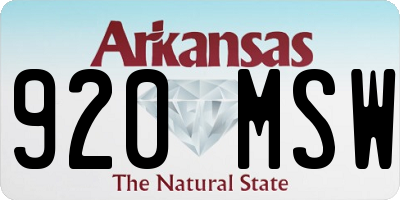 AR license plate 920MSW