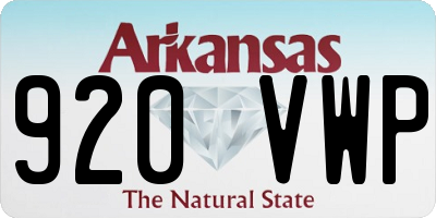 AR license plate 920VWP