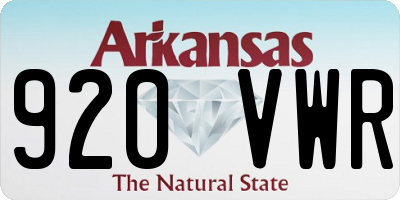 AR license plate 920VWR