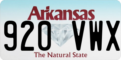 AR license plate 920VWX
