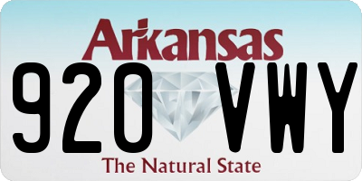 AR license plate 920VWY