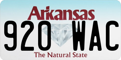 AR license plate 920WAC
