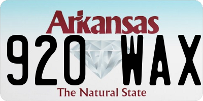 AR license plate 920WAX