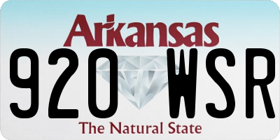 AR license plate 920WSR