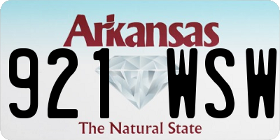 AR license plate 921WSW