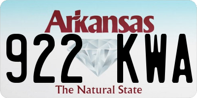 AR license plate 922KWA