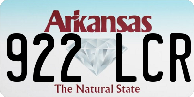 AR license plate 922LCR
