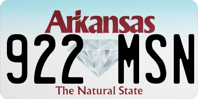 AR license plate 922MSN
