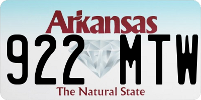 AR license plate 922MTW