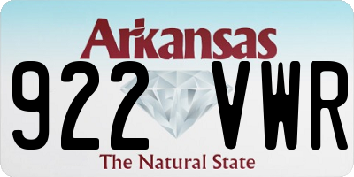 AR license plate 922VWR