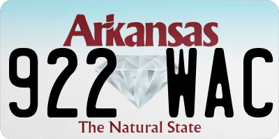 AR license plate 922WAC