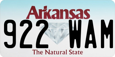 AR license plate 922WAM