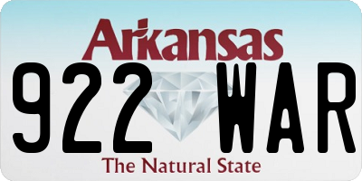 AR license plate 922WAR