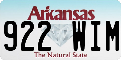 AR license plate 922WIM