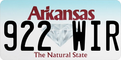 AR license plate 922WIR