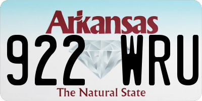 AR license plate 922WRU