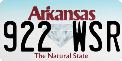 AR license plate 922WSR