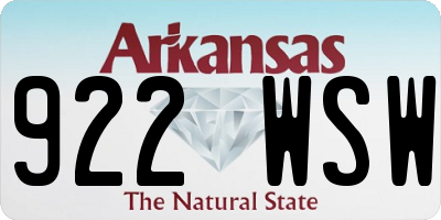 AR license plate 922WSW