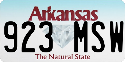 AR license plate 923MSW
