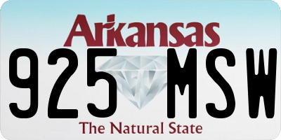 AR license plate 925MSW