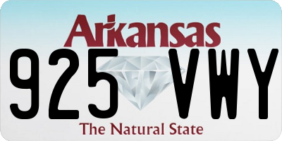 AR license plate 925VWY