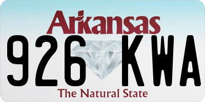 AR license plate 926KWA