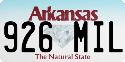 AR license plate 926MIL