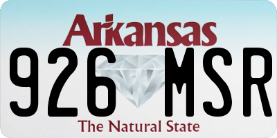 AR license plate 926MSR