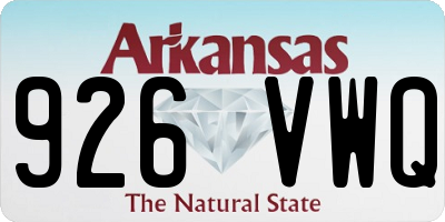 AR license plate 926VWQ