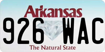 AR license plate 926WAC