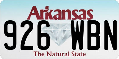 AR license plate 926WBN