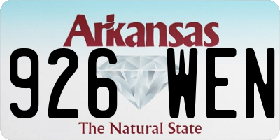 AR license plate 926WEN