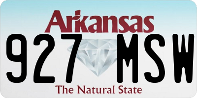 AR license plate 927MSW