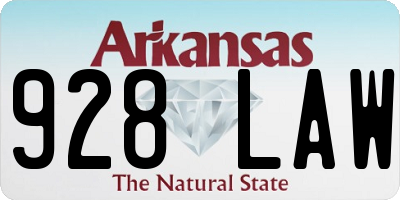 AR license plate 928LAW