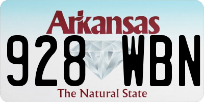 AR license plate 928WBN