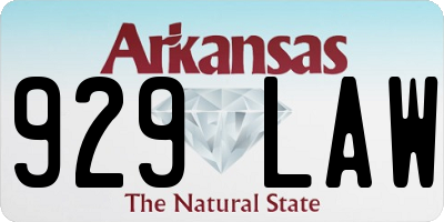 AR license plate 929LAW