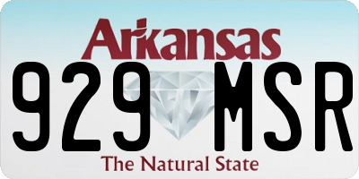 AR license plate 929MSR