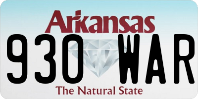 AR license plate 930WAR