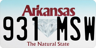AR license plate 931MSW