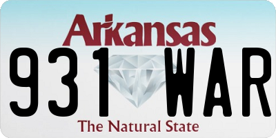 AR license plate 931WAR