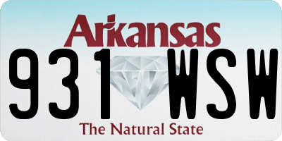 AR license plate 931WSW