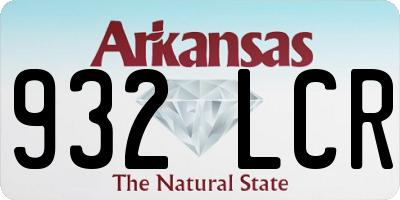 AR license plate 932LCR