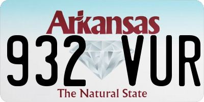 AR license plate 932VUR