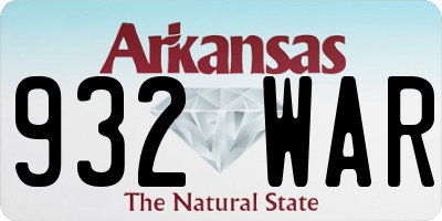 AR license plate 932WAR